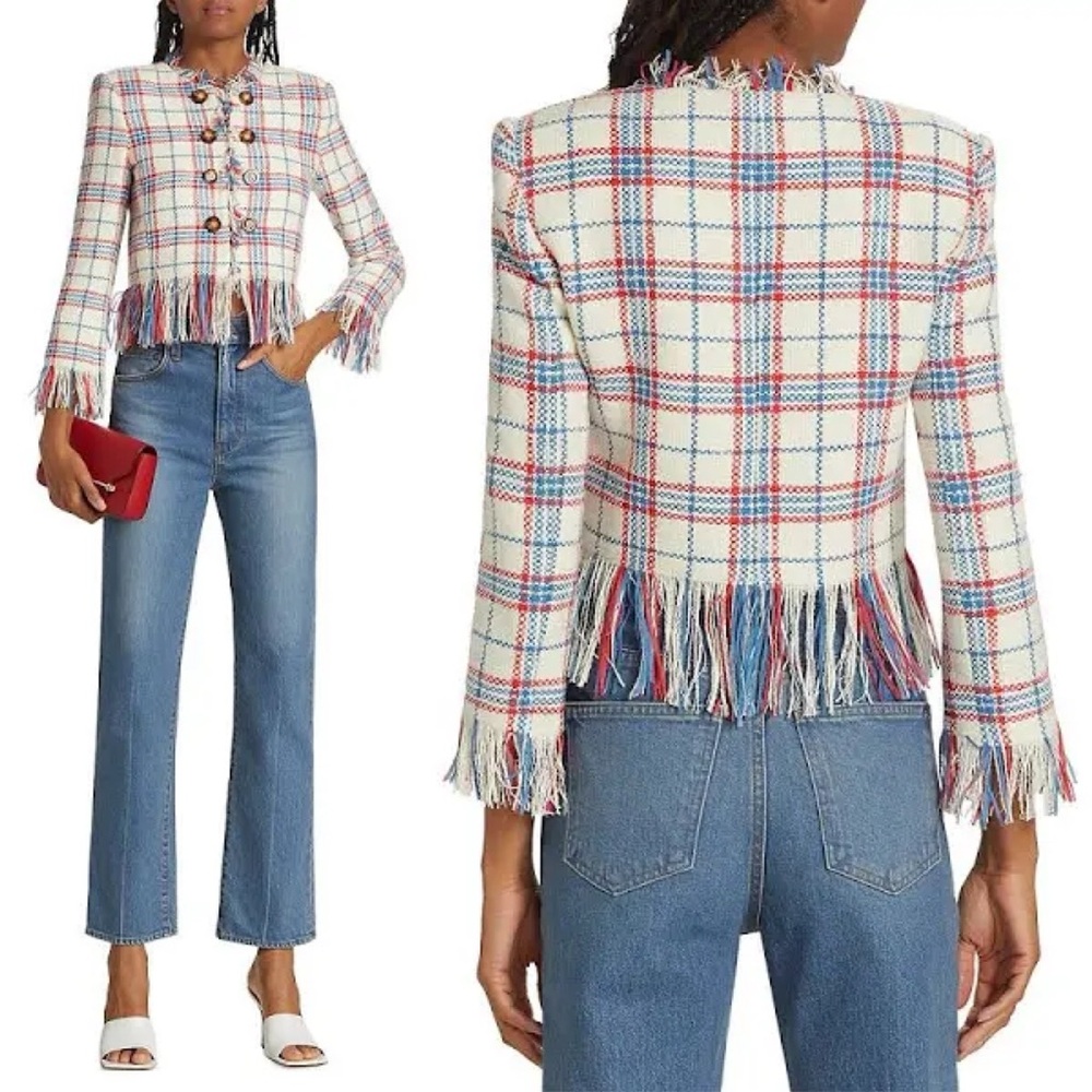 NWOT Veronica Beard Marlton Tweed Jacket Size Red White Blue Size 16